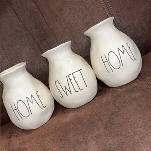 Rae Dunn White 'Home Sweet Home' Vase Trio